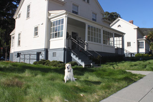 Kayla in front of her historic suite